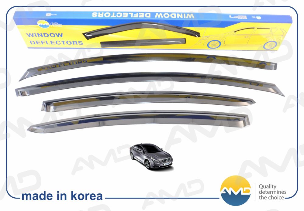 К-кт ветровиков (дефлекторы) бокового стекла для Hyundai Sonata VI 2010-2014 - Фото №1