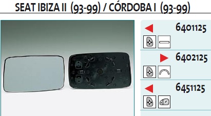 Стекло зеркала механического левого для VW Golf III/Vento 1991-1997 - Фото №1