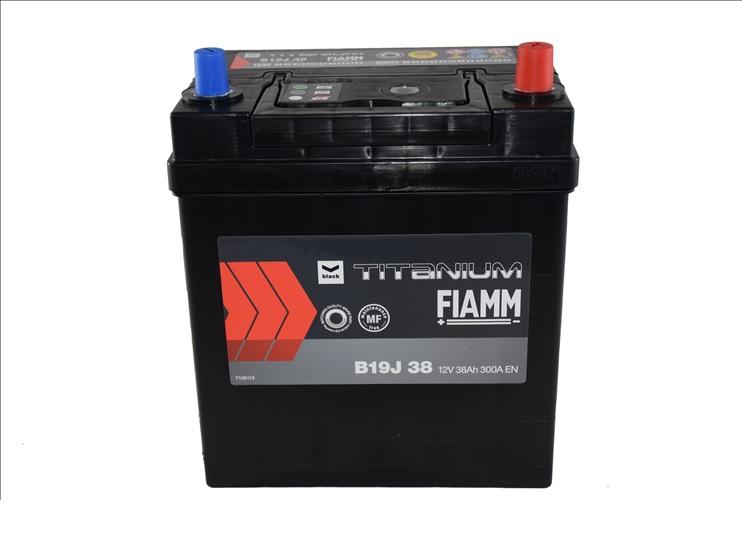 Аккумулятор 187x127x220 Asia 300A (-+) ЕВРО МАЛ. КЛЕМ. АКБ FIAMM BLACK TITANIUM 38 AH (B19J38) - Фото №1