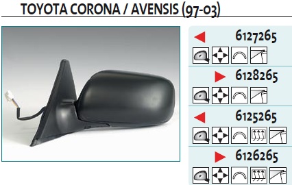 Зеркало левое электрическое для Toyota Avensis I 1997-2003 - Фото №1