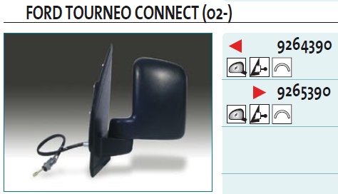 Зеркало правое механическое для Ford Transit/Tourneo Connect 2002-2013 - Фото №1
