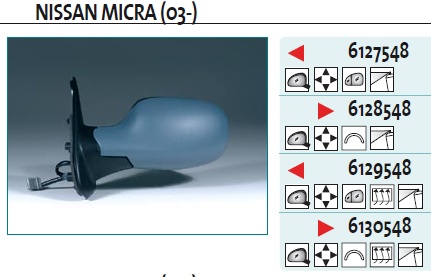 Зеркало левое электрическое для Nissan Micra (K12E) 2002-2010 - Фото №1