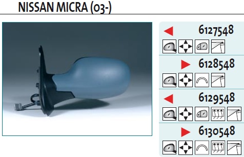 Зеркало правое электрическое для Nissan Micra (K12E) 2002-2010 - Фото №1