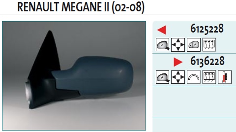 Зеркало левое электрическое для Renault Megane II 2003-2009 - Фото №1