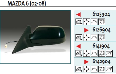 Зеркало левое электрическое для Mazda Mazda 6 (GG) 2002-2007 - Фото №1