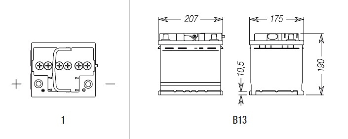 Аккумулятор 207x175x190 360A (+-) РОССИЯ АКБ FIAMM BLACK TITANIUM 44 AH (L1X44) - Фото №1