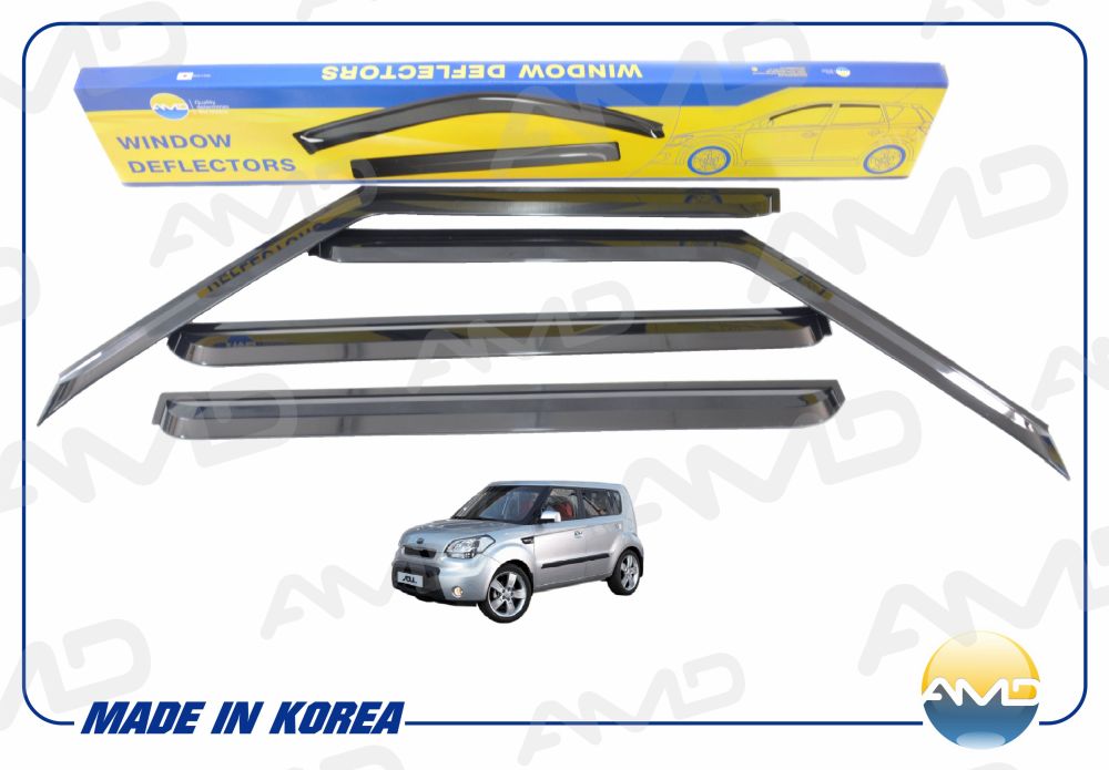 К-кт ветровиков (дефлекторы) бокового стекла для Kia Soul 2009-2014 - Фото №1