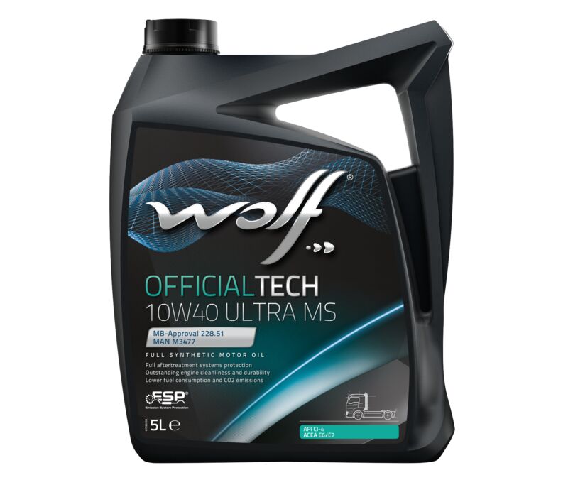 Масло моторное WOLF OFFICIALTECH 10W40 ULTRA MS 5L СИНТЕТИКА - Фото №1